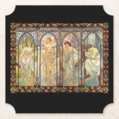 Alphonse Mucha - De tijden van de dag Kartonnen Onderzetters (Voorkant)