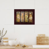 Alphonse Mucha, De tijden van de dag Poster (Keuken)