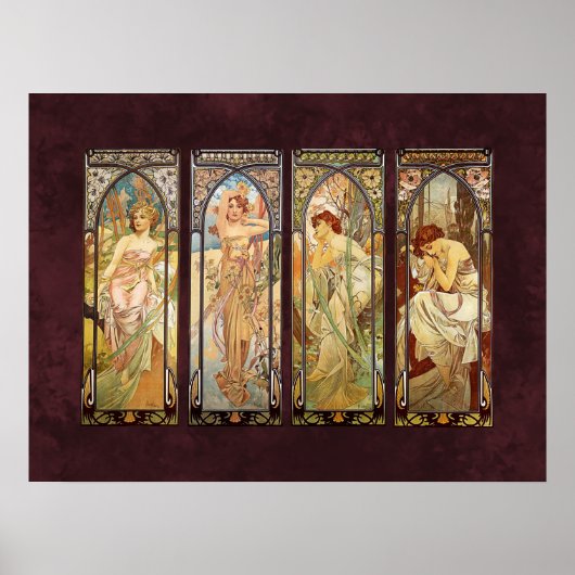 Alphonse Mucha, De tijden van de dag Poster (Voorkant)