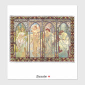Alphonse Mucha - De tijden van de dag Sticker (Vel)