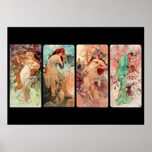 Alphonse Mucha, De vier jaargetijden (1896) Poster