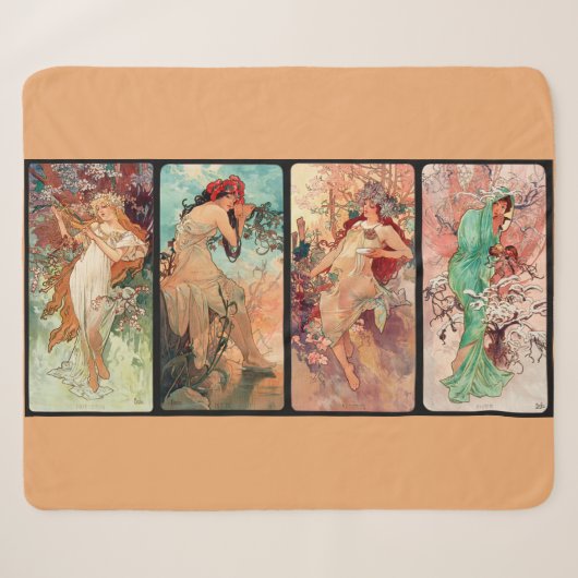 Alphonse Mucha, De vier jaargetijden (1896) Sherpa Deken (Voorkant (horizontaal))
