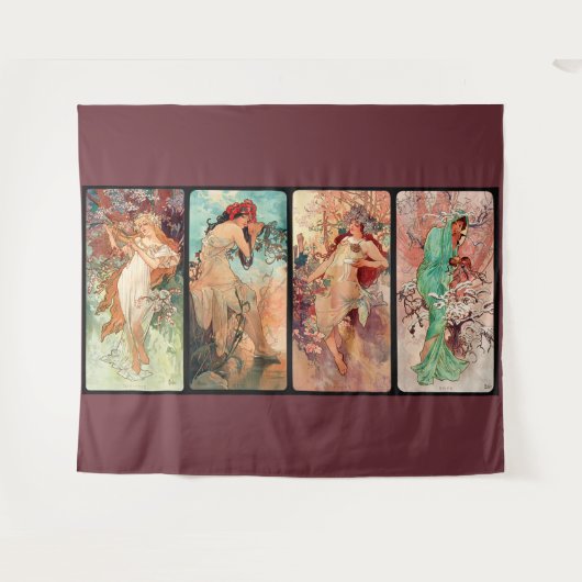 Alphonse Mucha, De vier jaargetijden (1896) Wandkleed (Voorkant (horizontaal))