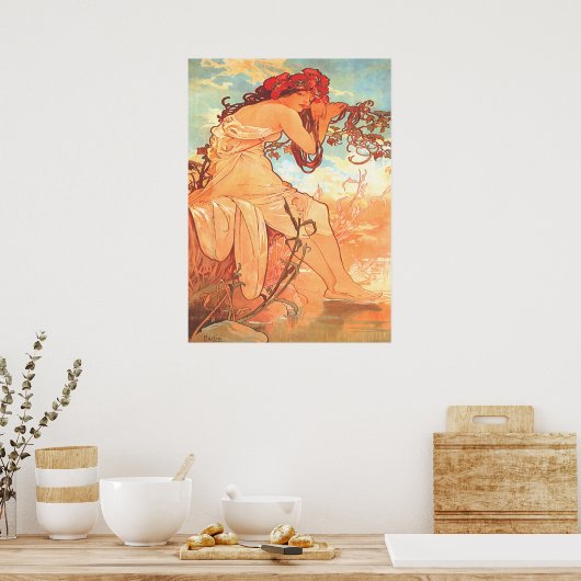 Alphonse Mucha - De zomer - de seizoenen Poster (Keuken)