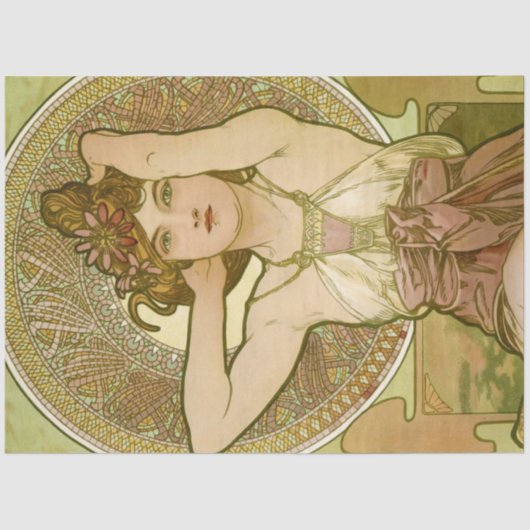 Alphonse Mucha Decoupage Paper Art Nouveau Tissuepapier (Voorkant)