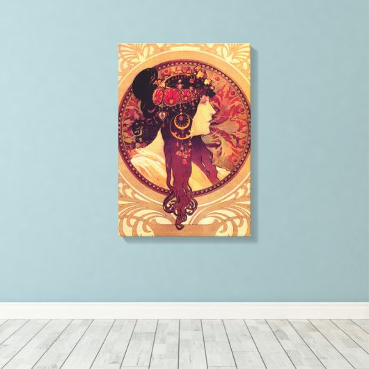 Alphonse Mucha Donna Orechini Canvas Poster Afdruk (Insitu (Houten vloer))