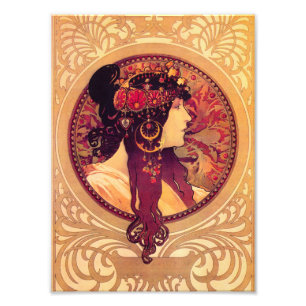 Alphonse Mucha Donna Orechini Print Foto Afdruk