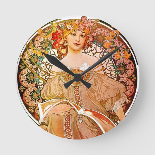 Alphonse Mucha Dreaming (Mijmerij) Ronde Klok (Voorkant)