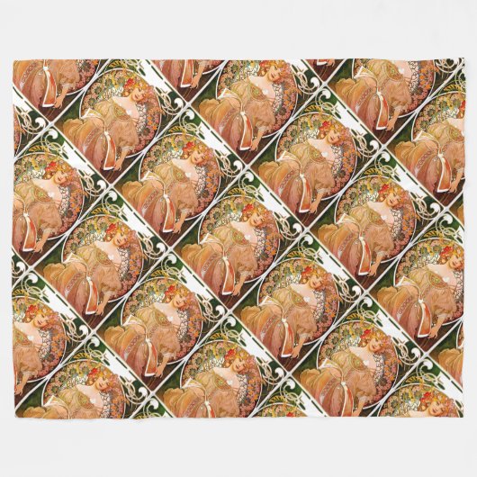 Alphonse Mucha Dreaming (Reverie) Fleece Deken (Voorkant (Horizontaal))