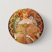 Alphonse Mucha Dreaming (Reverie) Ronde Button 5,7 Cm (Voorkant)