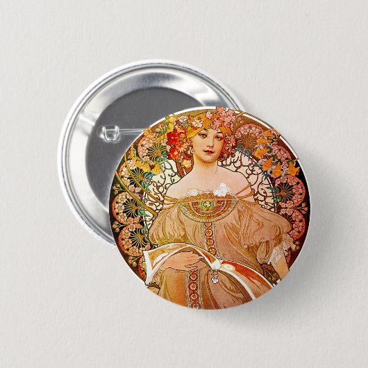 Alphonse Mucha Dreaming (Reverie) Ronde Button 5,7 Cm (Voorkant /achterkant)