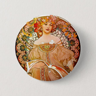 Alphonse Mucha Dreaming (Reverie) Ronde Button 5,7 Cm
