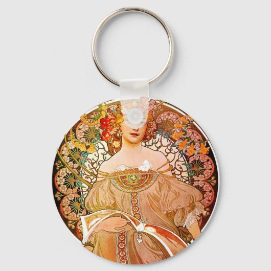 Alphonse Mucha Dreaming (Reverie) Sleutelhanger (Voorkant)