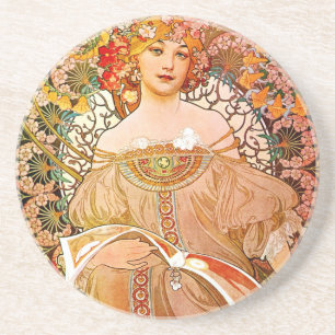 Alphonse Mucha Dreaming (Reverie) Zandsteen Onderzetter