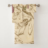 Alphonse Mucha Elegant Art Nouveau Stars Camellia  Bad Handdoek (Insitu)