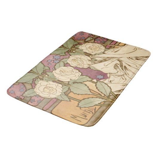 Alphonse Mucha Elegant Art Nouveau Stars Camellia  Badmat (Gekanteld)