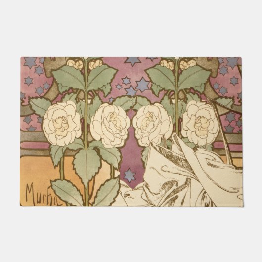 Alphonse Mucha Elegant Art Nouveau Stars Camellia  Deurmat (Voorkant)