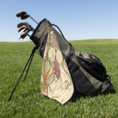 Alphonse Mucha Elegant Art Nouveau Stars Camellia Golfhanddoek (Groen)