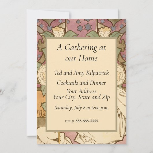 Alphonse Mucha Elegant Art Nouveau Stars Camellia Kaart (Achterkant)