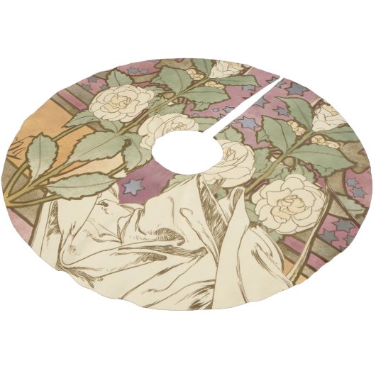Alphonse Mucha Elegant Art Nouveau Stars Camellia  Kerstboom Rok (Gekanteld)