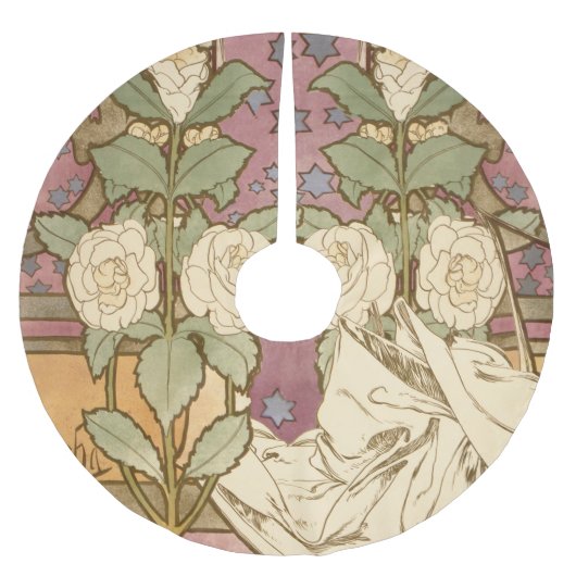 Alphonse Mucha Elegant Art Nouveau Stars Camellia  Kerstboom Rok (Voorkant)