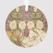 Alphonse Mucha Elegant Art Nouveau Stars Camellia Ornament (achterkant)