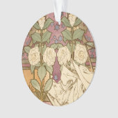 Alphonse Mucha Elegant Art Nouveau Stars Camellia Ornament (voorkant)