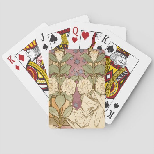 Alphonse Mucha Elegant Art Nouveau Stars Camellia  Pokerkaarten (Achterkant)