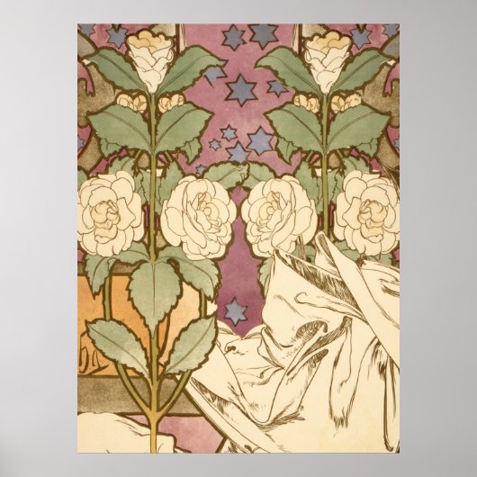 Alphonse Mucha Elegant Art Nouveau Stars Camellia Poster (Voorkant)