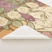 Alphonse Mucha Elegant Art Nouveau Stars Camellia Sherpa Deken (3/4)