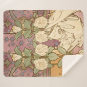 Alphonse Mucha Elegant Art Nouveau Stars Camellia Sherpa Deken (Voorkant (horizontaal))