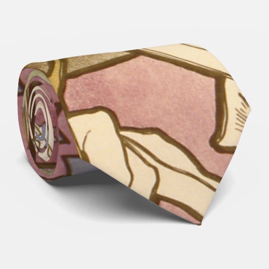 Alphonse Mucha Elegant Art Nouveau Stars Camellia  Stropdas (Opgerold)