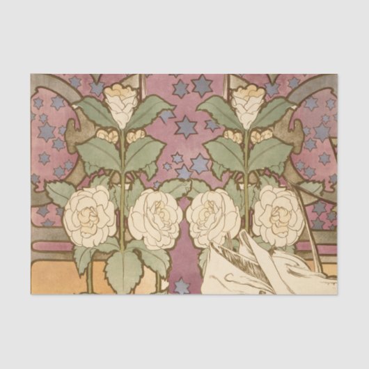 Alphonse Mucha Elegant Art Nouveau Stars Camellia  Tissuepapier (Voorkant)