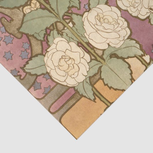 Alphonse Mucha Elegant Art Nouveau Stars Camellia  Tissuepapier (Detail)