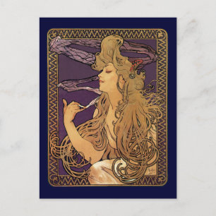 Alphonse Mucha Elegant roken Briefkaart