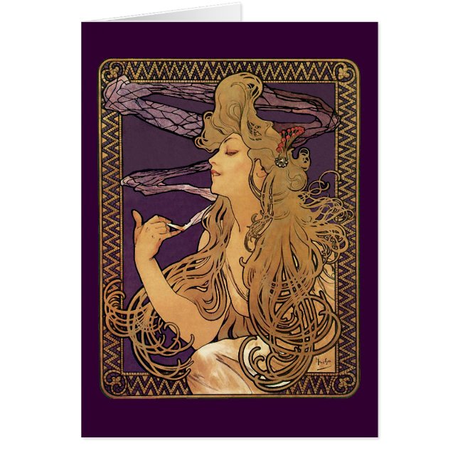 Alphonse Mucha Elegant Woman Artwork (Voorkant)