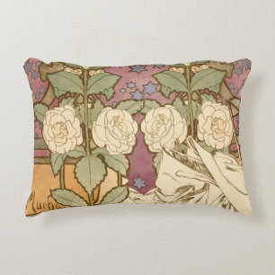 Alphonse Mucha Elegante Art Nouveau Sterren Camell Accent Kussen