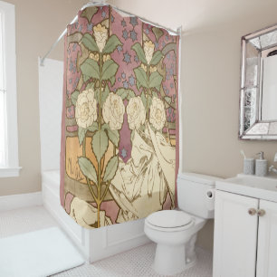 Alphonse Mucha Elegante Art Nouveau Sterren Camell Douchegordijn