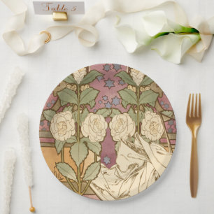 Alphonse Mucha Elegante Art Nouveau Sterren Camell Papieren Bordje