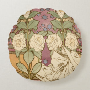Alphonse Mucha Elegante Art Nouveau sterren Camell Rond Kussen