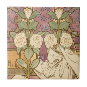 Alphonse Mucha Elegante Art Nouveau Sterren Camell Tegeltje