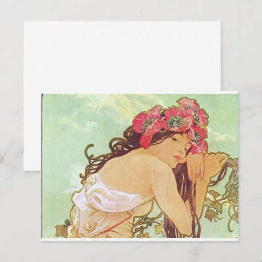 Alphonse Mucha. Ete/zomer, 1896 Briefkaart (Voorkant / Achterkant)