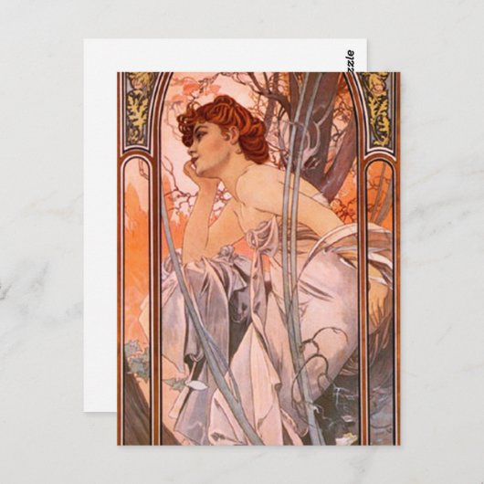 Alphonse Mucha Evening Reverie Briefkaart (Voorkant / Achterkant)