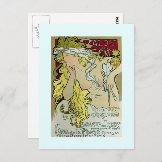 Alphonse Mucha, Exposition poster, 1896. Briefkaart (Voorkant / Achterkant)