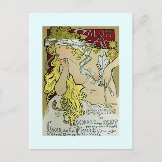 Alphonse Mucha, Exposition poster, 1896. Briefkaart (Voorkant)