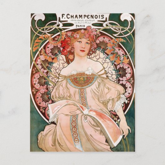 Alphonse Mucha F. Champenois Briefkaart (Voorkant)
