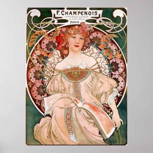 Alphonse Mucha - F. Champenois Imprimeur-Editeu Poster (Voorkant)