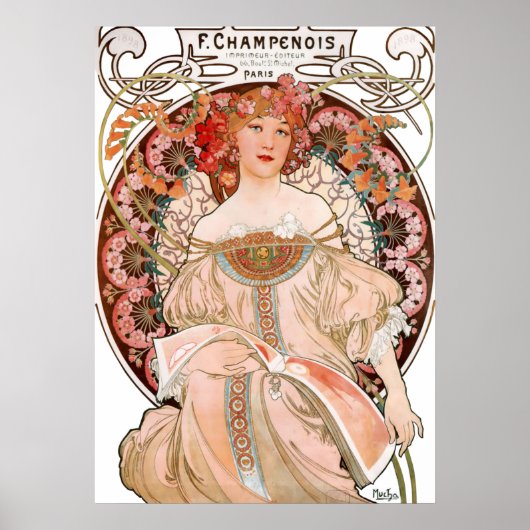 Alphonse Mucha - F. Champenois Imprimeur Poster (Voorkant)