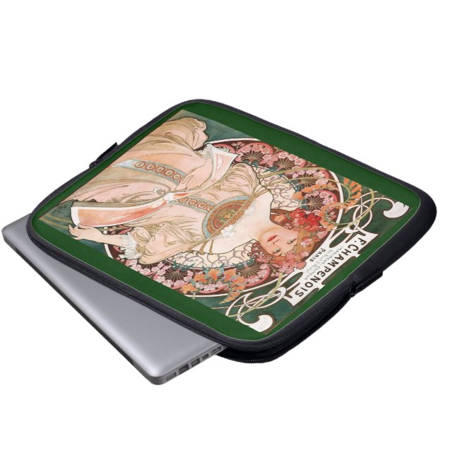 Alphonse Mucha F. Champenois Laptop Sleeve (Voorkant onderkant)