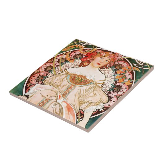 Alphonse Mucha F. Champenois Tile Tegeltje (Zijkant)